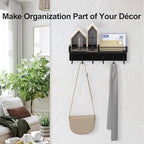 Lwenki Key Holder for Wall – Decorative Stainless Steel Key Hanger with 6 Hooks for Hats, Bags, Leashes – Mail Holder Key Rack with Mounting Hardware and Guide (9.65” x 2.8” x 2.2”) (Black) - Image 5