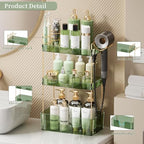 YCIA&DONE Bathroom Counter Organizer, Large Makeup Organizer Countertop, Shelf Storage, Vanity Tray, Easily Assemble for Bathroom Organizers and Storage, Undersink, Cabinet, 3 Tiers Green - Image 2