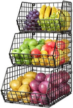 3-Tier Stackable Wire Baskets, Fruit and Vegetable Storage for Counter by JKsmart