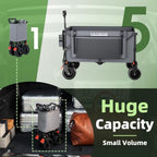 EAYNON 38" L Collapsible Foldable Extended Wagon,440lbs Weight Capacity with 220L Heavy Duty Folding Cart, Utility Wagon with Side Storage Pockets& Drink Holders,Gray - Image 6