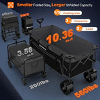 Originsure 300L Beach Wagon Cart Foldable with Big Wheels,560lbs,Grey&Black - Image 3