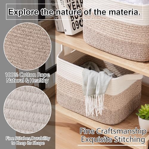 OIAHOMY Cotton Rope Storage Baskets for Organizing Gradient Yellow 3-Pack - Image 6