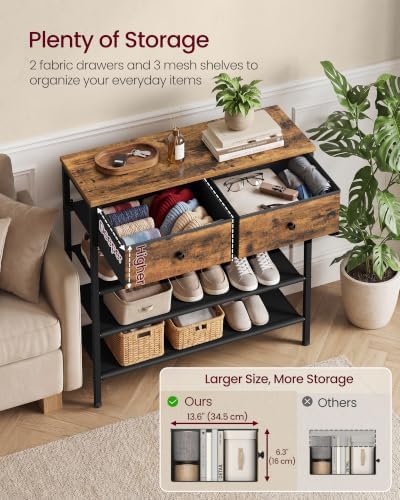 VASAGLE 4-Tier Shoe Rack, 2 Fabric Drawers, Steel Frame - Image 4