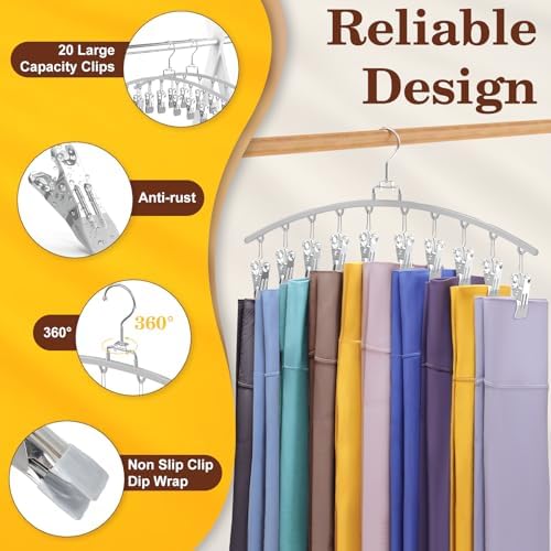 4 Pack Legging Organizer for Closet, Metal Gym Clothes Organizer w/40 Clips Holds 40 Leggings, Scarf Hangers Space Saving, Closet Organizers and Storage, Room Organization Essentials, Grey - Image 2