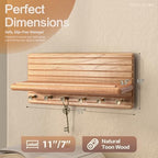 Rebee Vision Cedar Wood Key Holder Wall Mount for Room Decor, Natural - Image 2