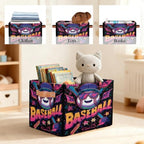 Baseball Storage Basket Toy Storage Bins Collapsible Cube Organizer - Image 7