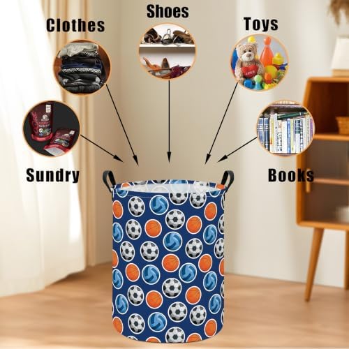 Round Laundry Basket Collapsible Storage Hamper Organizer Ball Sports - Image 4