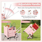 Foldable Utility Cart with Stair Climbing Wheels,Collapsible Rolling Crate with Magnetic Lid Telescopic Cover,Adjustable Telescoping Handle,360° Rotate Wheel Hand Cart for Teacher Shopping Moving - Image 2
