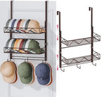 SWTYMIKI Over Door Hat Organizer - 3 Tier Wall Mounted Hat Rack with 2 Adjustable Metal Basket and 3 Hooks, Hanging Baseball Cap Organizer Storage Holds up to 29 Caps for Door, Bedroom, Closet by SwtyMiki-TidyHomeSweetLife