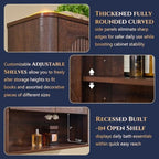 Bathroom Fluted Arched Wall Cabinet, 23.6''W Wood Medicine Cabinet,Brown - Image 4