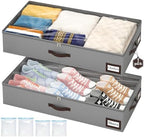 OIAHOMY 2 Pack Under Bed Storage with Handles, Underbed Container for Bedroom & Closet, Fits Beds Higher than 6", Under the Bed Storage for Seasonal Clothes, Blankets & Shoes - Grey by MasterofSpaceOptimization
