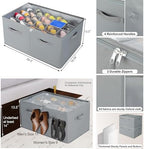 TOPIA HOME Shoe Organizer for Closet 2 Pack, Foldable Shoe Box with Adjustable Dividers and Clear Cover, Space Saving Shoe Storage Organizer Cabinet with Reinforced Handles, Fits 40 Pairs, Gray, TP11G - Image 3
