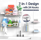 NESOMI Shower Caddy Adhesive Shower Organizer 7-Pack, Rustproof Stainless Steel Bathroom Shelves, Large Capacity No-Drill Rack Storage Accessories with Soap Dish Toothbrush Holder Hooks - Image 4