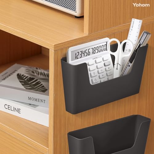YOHOM Adhesive File Holder Plastic Document Folder Door No Drilling Mount Mail Magazine Organizer A4 Filing Envelopes Folder, Office Wall Mount Single Pocket (BLACK, 2 PCS) - Image 4