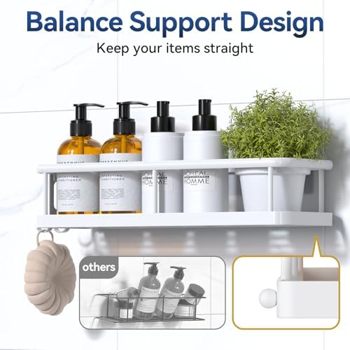 YASONIC Shower Caddy Adhesive, Rustproof Shower Organizer with Soap Holder, Large Capacity Shower Shelves for Inside Shower, No Drilling Bathroom Organizers and Storage for Home Decor（3 Pack White） - Image 6