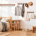 Yangbaga Coat Rack Wall Mount,Acacia Wood Coat Hooks Wall Mount,15" Wall Coat Rack with Heavy Duty 4-Double-Hooks,Hat Rack Wall Coat Hanger for Towel/Dog’s Leashes/Coat/Bag - Image 6