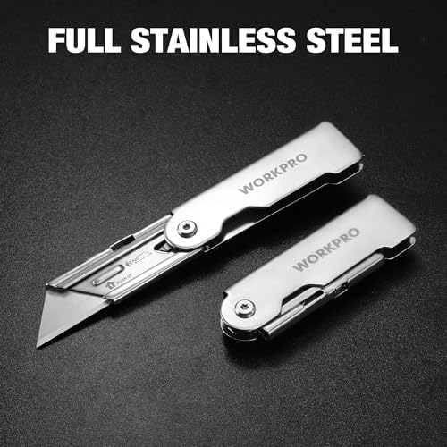 WORKPRO 3PCS Quick Change Folding Pocket Utility Knife Set with Belt Clip - Image 3