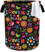 Peace Laundry Basket Storage Bin Foldable Laundry Hamper Clothes Storage Bucket Organizer 19.6x15.7 Inch For Laundry Room/Bedroom/Bathroom by Bzocm
