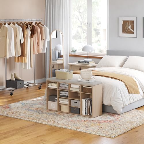 DINZI LVJ Shoe Storage Bench with Cushion, 16-Cubby Shoe Rack with Seat - Image 6