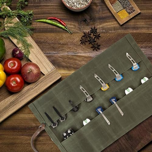 Knife Display Bag with 12 Slots Pocket Knives,Folding Knife Holder Organizer,Tactical Outdoor for EDC Mini Knife Bags,Knives Roll Collection Protector Bag - Image 6