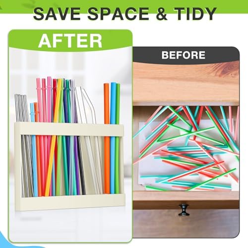 Qinyoung Acrylic Straw Holder for Cabinet Door,Classic,Large,Milky Yellow - Image 3