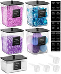 Moforoco 5 Pack Laundry Pods Container, Clear Laundry Room Organization Containers,Large Detergent Powder Storage, Black Wooden Lids & Labels, Acrylic Pods Holder by MOFOROCO