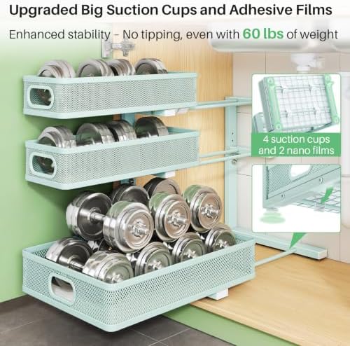 Under Sink Organizer, 2-Pack 3-Tier Height Adjustable Thickened Metal Pull out Cabinet Organizer Shelf, Slide out Storage Drawer Rack for Bathroom Kitchen Pantry Home Organization, LightBlue - Image 7