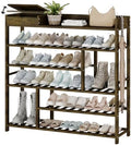 Bamworld Shoe Rack for Front Door Entrance Bamboo Shoe Organizer with Storage Box Free Standing Shoe Cabinet Wooden Shoe Storage Shelf for entryway, Closet and Doorway (Dark Brown) by Bamworld