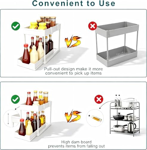 Under Sink Organizer 2 Pack,2 Tier Slide Out Storage for Kitchen Bathroom - Image 5