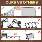 Elastic Mesh Cargo Net for Folding Wagon, Heavy Duty Stretch Storage Cover with 6 Hooks for Beach Cart, Garden Utility Trolley Accessories, 35.5 x 23.6 Inch Black - Image 3