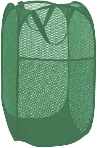 BATTOO Deluxe Strong Mesh Pop up Laundry Hamper Basket with Side Pocket for Laundry Room, Bathroom, Kids Room, College Dorm or Travel Green by BATTOO