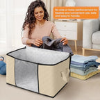 Fab totes 4 Pack Storage Bags for Clothes Blanket Storage Bins with Lids | Foldable Closet Organizers with Zippers,Window and Handles,Fabric Storage Bins for Sweater,Comforter,Bedding,Dorm essentials - Image 3