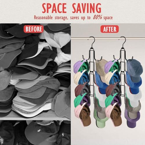 Hat Organizer for Closet: Collapsible Caps Rack with 10 Large Hooks - Image 4