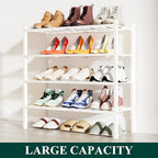 Smiry Bamboo Shoe Rack, 12 Vertical Slats, 4 Tier - 26.8" Wide, White - Image 5