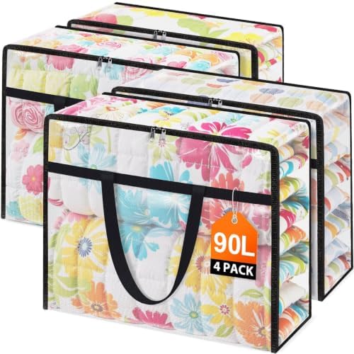 4 Packs 90L Clear Under Bed Storage Containers, Large Clothes Storage Bags by Unknown