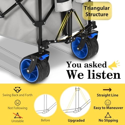Sekey 300L Extended Collapsible Wagon, 660 lb Capacity, 48 in Long - Image 3