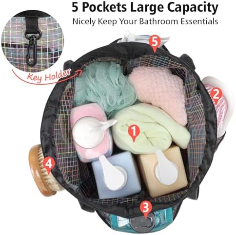 Mesh Shower Caddy Portable with Drawstring - 2-Handle Shower Bag for Dorm - Image 6