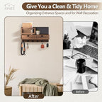 Key Holder for Wall, Key and Mail Holder for Wall with Storage Drawer, Entryway Rustic Home Decor, 3 Liquid Chalks & Chalkboard, 15.98”W x 9.1”H x 3.3”D, Brown - Image 3