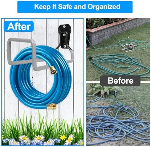 PeoMev Garden Hose Holder Metal Garden Hose Reel Wall Mounted Hose Hanger - Image 6