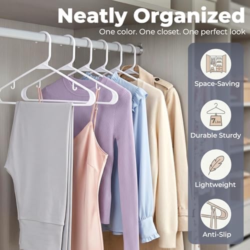 HOUSE DAY White Plastic Hangers 16 Pack, Slim Space-Saving Clothes Hangers - Image 2