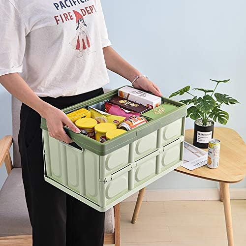 Phyllia Foldable Storage Boxes with Lids, 3 Pack Collapsible Plastic Storage Bins Organizer Containers Baskets Cub with Cover,Stackable Utility Crates Storage Box (Green, 30L) - Image 6