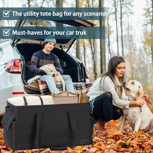 Sturdy Extra Large Utility Tote Bag with Hard Bottom & Sides, Heavy Duty Grocery Tote Bag, Thirty One Utility Tote with Handles for Shopping, Beach, Picnics, Camping, Car (22.5"x11"x12") - Image 6