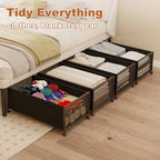 Fokyfok 2Pack Under Bed Storage Containers,12 inch Height,31 inch Long | Under Bed Shoe Storage,Underbed Storage with Wheels,Large Rolling under bed Clothes Storage Drawers,Lid,Dorm Tall,Black - Image 6