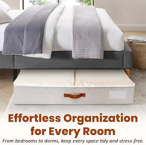 Large Under Bed Storage, 2 Pack Under Bed Storage Containers with Clear Cover, Reinforced Handles and Label Pocket for Dorms, Clothes, Shoes, Blankets, Linens, Only Needs 6" of Clearance - Image 4