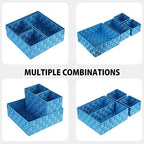 Posprica Woven Storage Baskets for Organizing, Small Black Baskets Cube Bin Container Tote Organizer Divider for Drawer, Closet, Shelf, Dresser, Set of 4(Navy) - Image 2