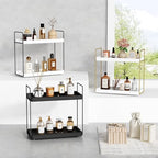 Forbena White Bathroom Organizer Countertop, Kitchen Counter Shelf Organizer for Coffee Bar Station, Makeup Vanity Organizers and Storage, Tiered Sink Tray for Perfurm Skincare (White and Grey) - Image 7