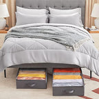 Lifewit Under Bed Storage Bag Organizer with Reinforced Handle Thick Fabric Clear Window Large Capacity Foldable Underbed Storage Container for Clothes Blankets Set of 6 Organization and Storage, Grey - Image 6