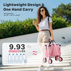 29.3" Collapsible Wagon Cart, 150L Heavy Duty Folding Utility Wagon with Wheels, 260 lbs Load, Portable Rolling Cart for Garden, Shopping, Sports, Camping, Pink - Image 4