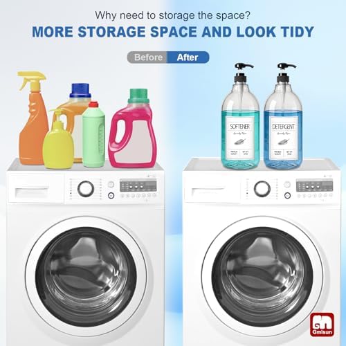 GMISUN Laundry Detergent Dispenser, 2 Pack Liquid Laundry Soap Dispenser, 64oz Storage Container for Farmhouse Laundry Room Decor, Liquid Bottle Organizer for Detergent/Softener/Bleach - Image 5
