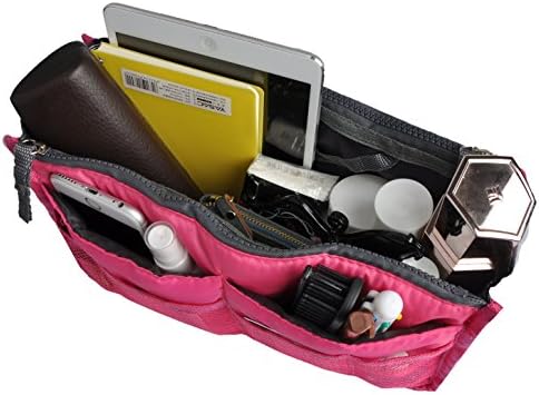 Vercord Purse Organizer Insert for Handbags Bag Organizers Inside Tote Pocketbook Women Nurse Nylon 13 Pockets Rose Small - Image 4